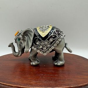 Elephant enamelled pewter trinket box. Austrian crystal w/ magnetic closure.